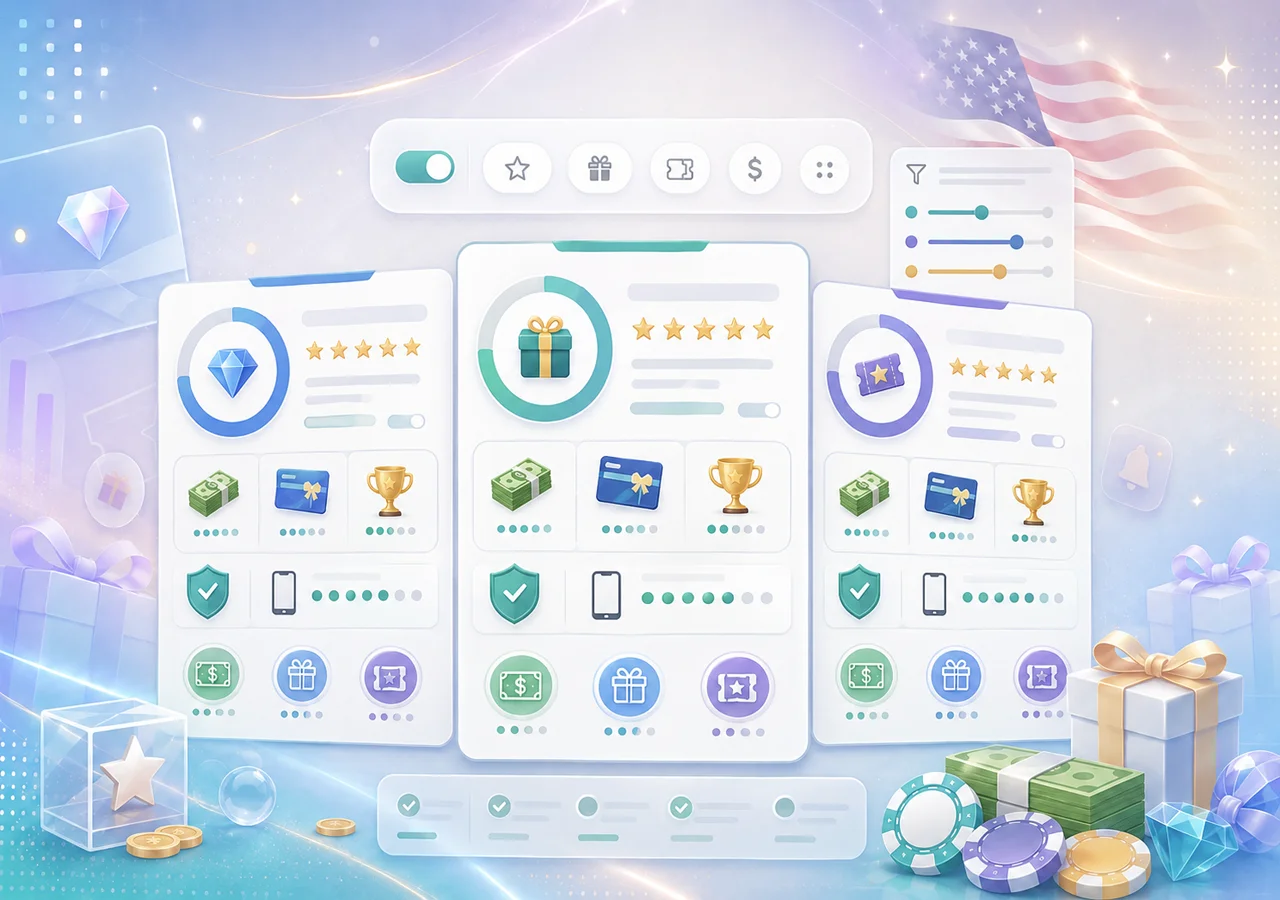 Detailed reviews of the best instant win sweepstakes sites with review cards, score icons, and prize variety